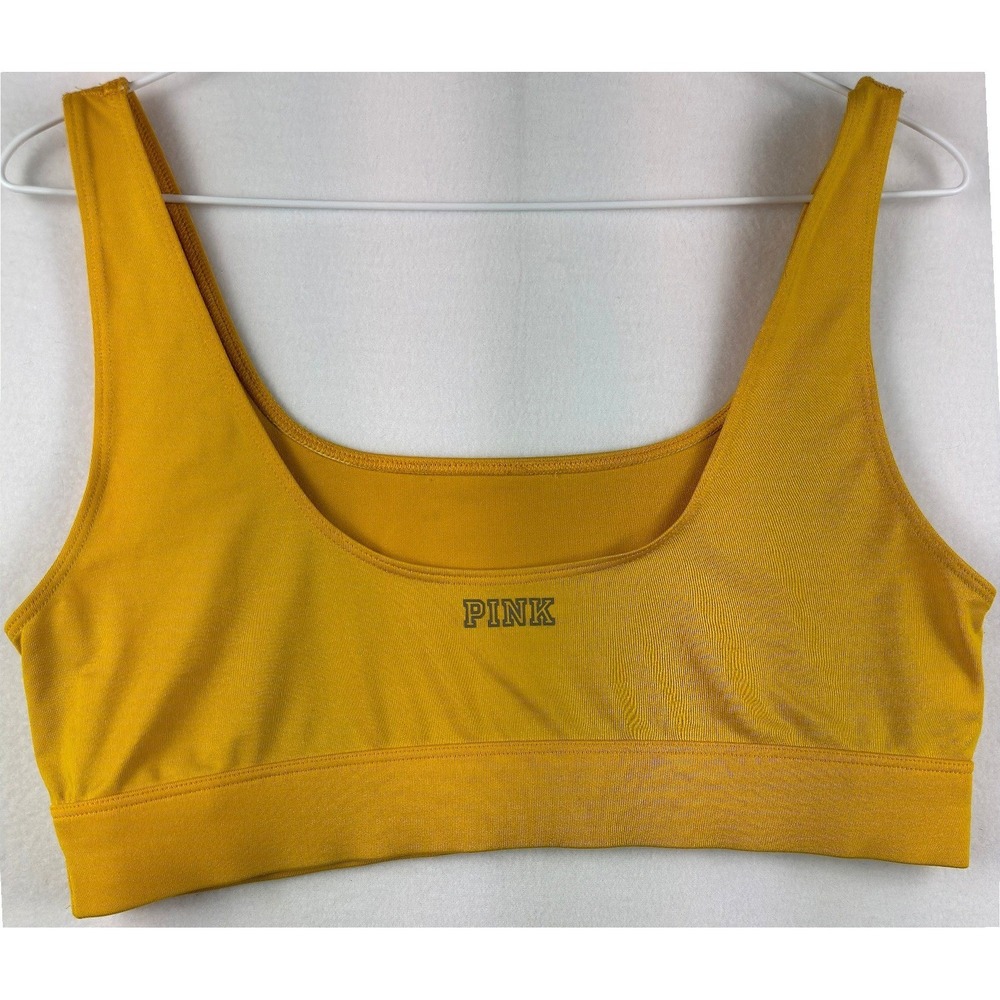 PINK Victoria's Secret‎ Ultimate Sports Bra Womens L Yellow Lightly Lined